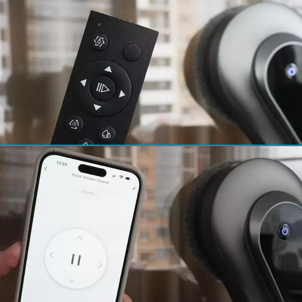 Control del robot limpiacristales por mando a distancia y smartphone