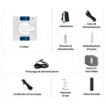 Contenuto della scatola del robot lavavetri con accessori e telecomando