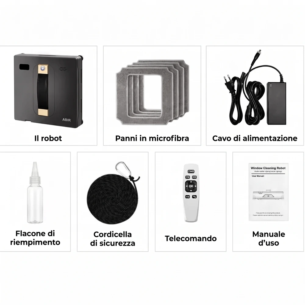 Contenuto della scatola del robot lavavetri ABIR WD8