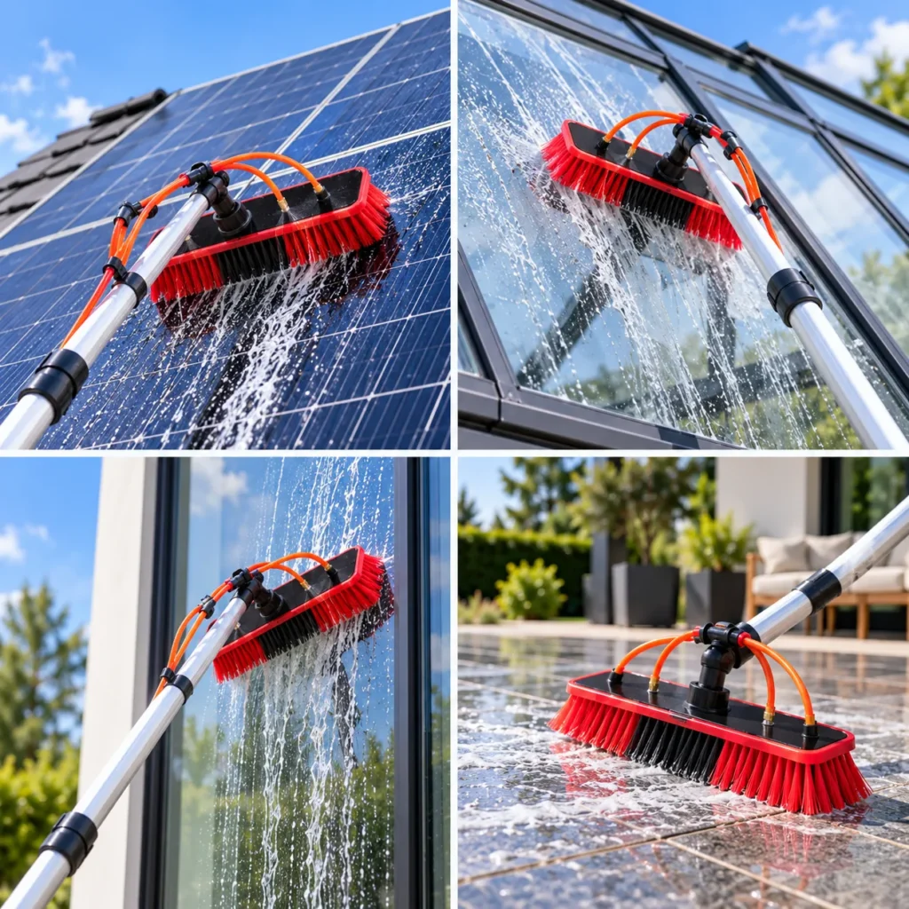 SolarClean 9M su pannello solare, vetro, vetrata e terrazza
